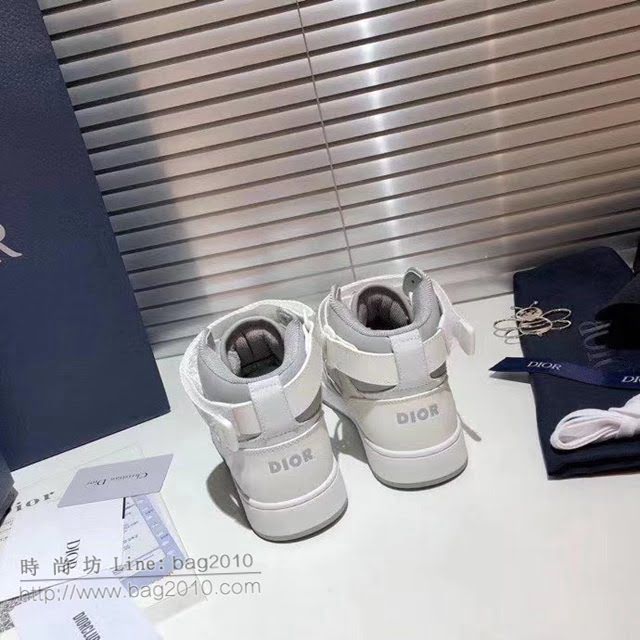 DIOR男女鞋 迪奧撞色拼接刺繡高幫運動鞋 Dior英倫風電繡墊腳跑鞋  naq1342